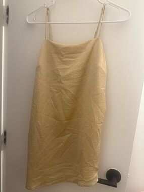 Primark Gold Textured Slip Pencil Skirt with Spaghetti Straps